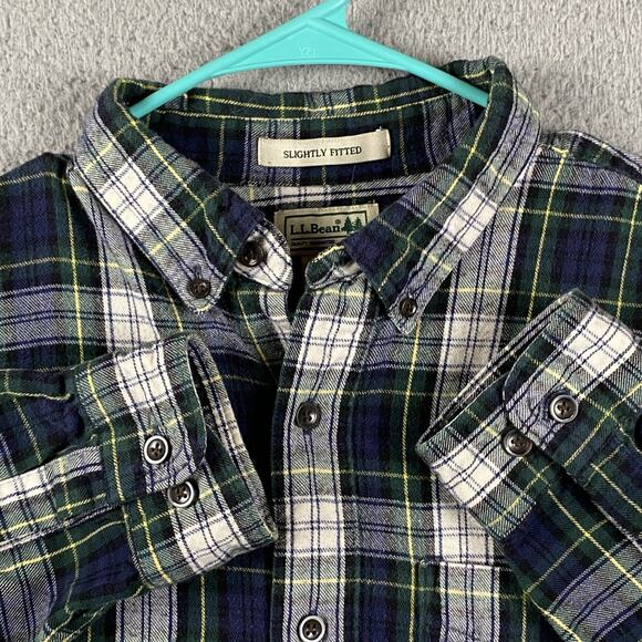L.L.Bean Men's L Regular Slightly Fitted Plaid Flannel Shirt 100% Cotton Work - Picture 2 of 8